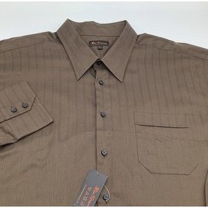 Ben Sherman Mens Long‎ Sleeve Button Up Shirt Brown Size 18.5 x 36/37 NWT